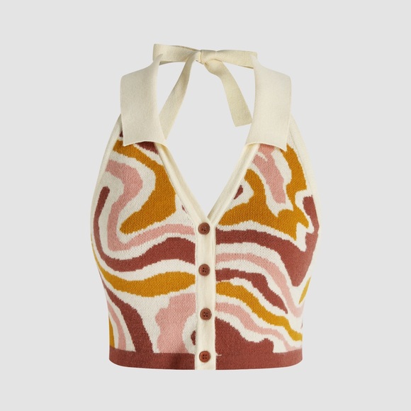 cider Tops - Cider Marbled Knit Halter Top